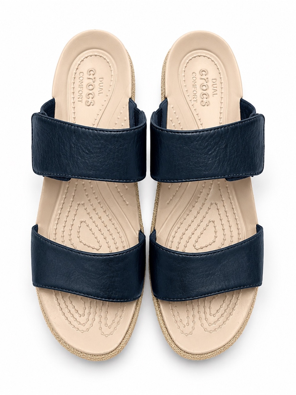 Crocs Dual Comfort Wedge Sandals Women’s Size 10 Navy Espadrille Comfort Shoes